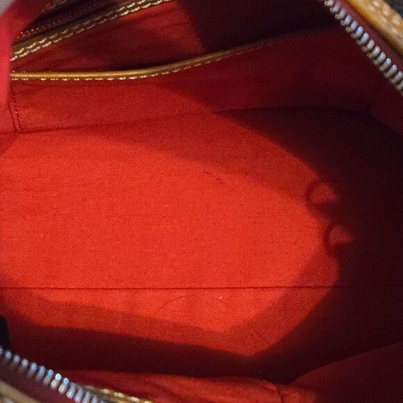 Dooney & Bourke Black Pebble Grain Leather Hobo Bag With Tan Accents & Red Inter - Picture 10 of 10